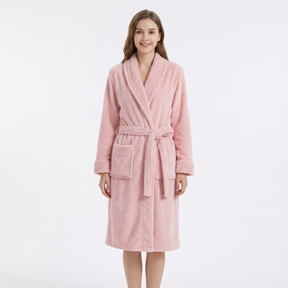 Woman Fleece Lined Flannel Robe