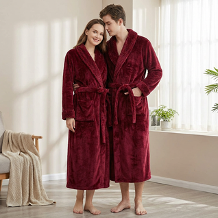 Male Fleece Lined Flannel Robe