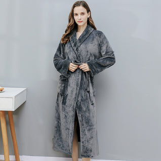 Woman Fleece Lined Flannel Robe